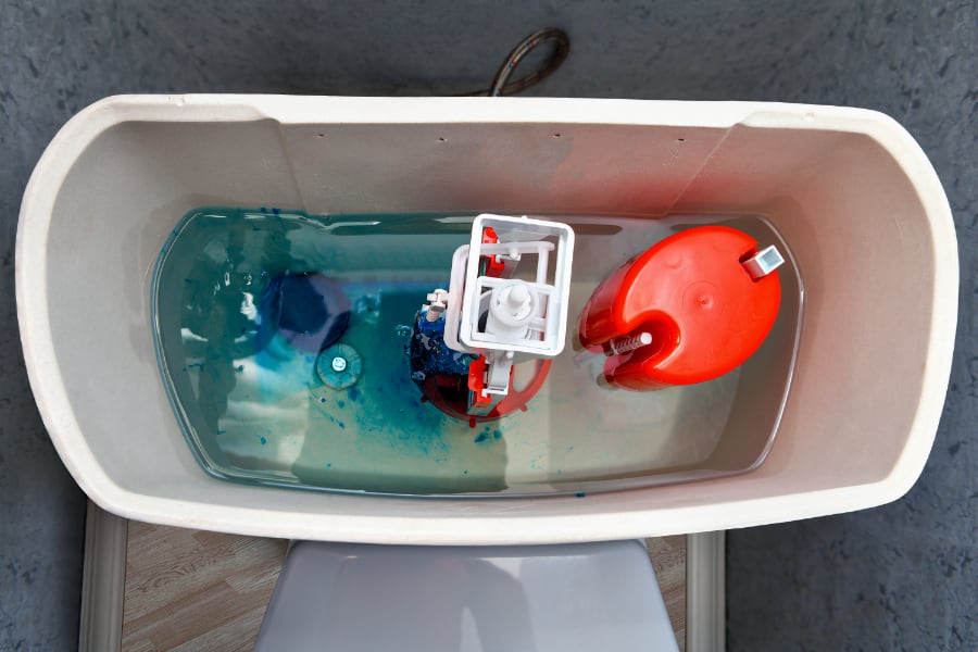 inside toilet tank