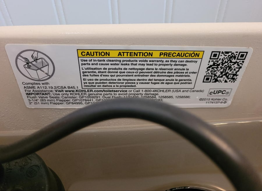 kohler toilet with qr code